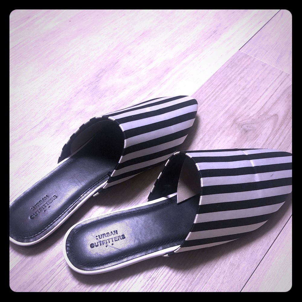 Black and white striped mules- NWT